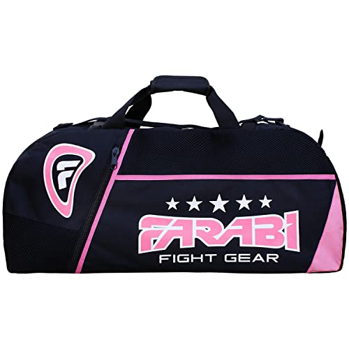 arabi Sports Gym Fitness Unsichtbare Trainingstasche MMA Hosenträger, Boxsack Tote Trainingsgeräte Reise Sporttasche (Black/Pink)