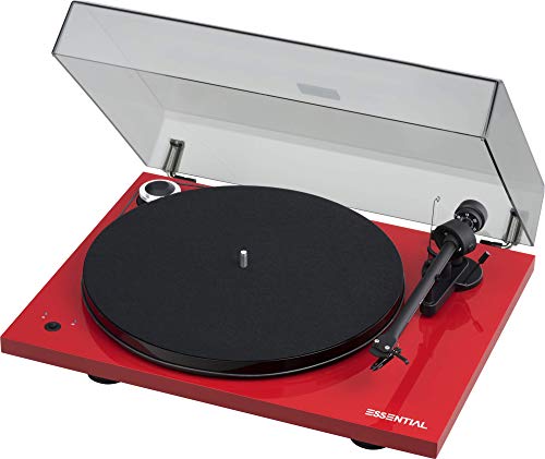 Pro-Ject Essential III SB, Audiophiler "Best Buy" Plattenspieler mit elektronischer Geschwindigkeitsumschaltung (Rot)