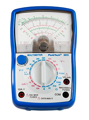 PeakTech Analog Multimeter ; Cat III 600V ; Amperemeter 10A DC ; Voltmeter 500V AC/DC ; Ohm-Meter ; Durchgangsprüfer, 1 Stück, P 3201