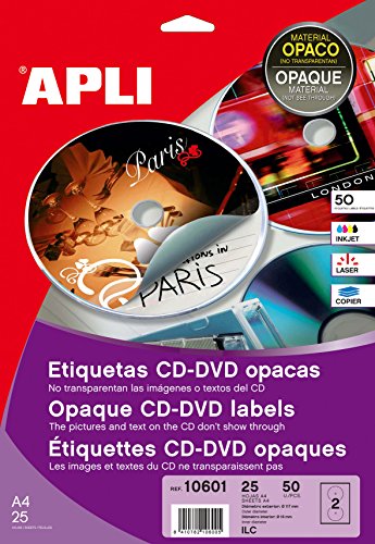 Apli - 200 Paket Klassische Cd/Dvd Etiketten Vollständige Abdeckung 117/18