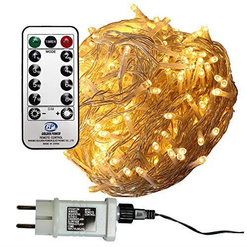 960 LED Lichterkette warmweiß aussen Kabel transparent mit Timer Fernbedienung Progamme Dimmen