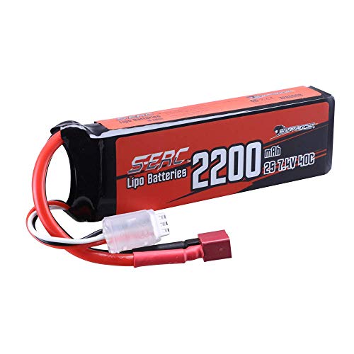SUNPADOW 2S Lipo Battery 7.4V 40C 2200mAh with T Plug for RC Airplane Quadcopter Helicopter Drone Quadcopter FPV Model Racing Hobby