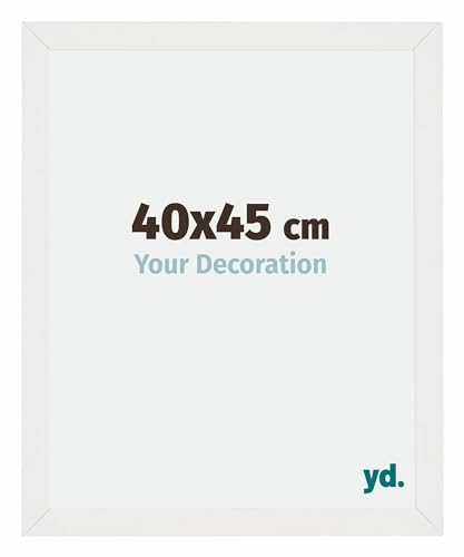 yd. Your Decoration - Bilderrahmen 40x45 cm - Bilderrahmen aus MDF mit Acrylglas - Antireflex - Ausgezeichneter Qualität - Weiss Hochglanz - Mura