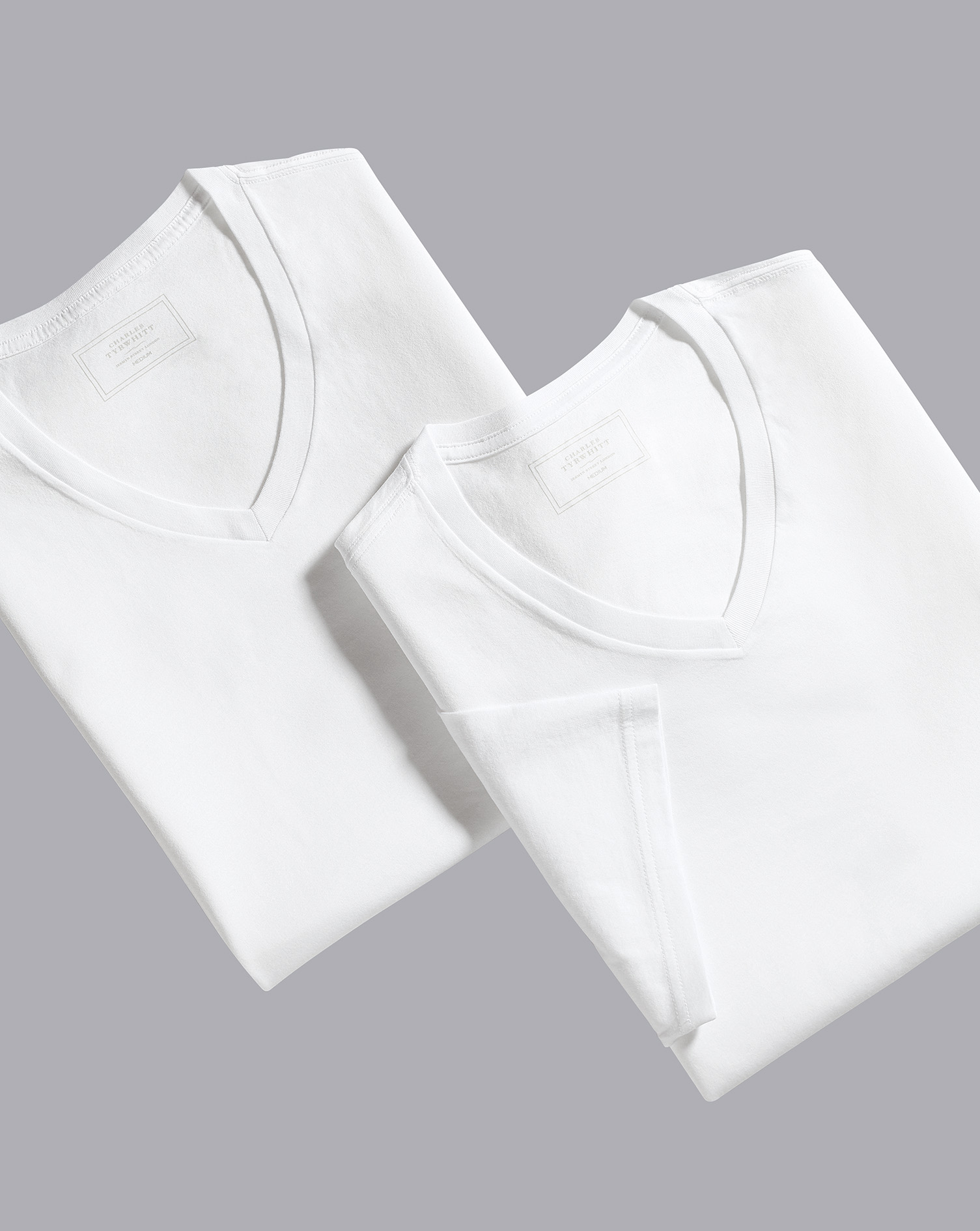 Cotton 2 Pack V-Neck Undershirt T-Shirt - White
