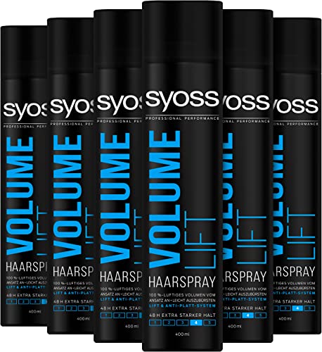 SYOSS Haarspray Volume Lift, Halt und Volumen für 48 Stunden, 6er Pack (6 x 400ml)