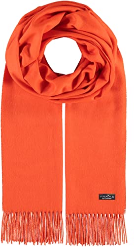 FRAAS Damen Schal aus Cashmink - Made in Germany - Web-Schal weicher als Kaschmir - Stola in Uni-Farben - stilvoller Fransen-Schal - Größe 52 x 200 cm Orange