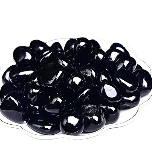 LIJUCAI Natürlicher großer   Stein und Quarz, weißer Kristallstein, Heilprobe, Heimdekoration, 15–30 mm, schwarzer Obsidian, 1 Packung (80 g)