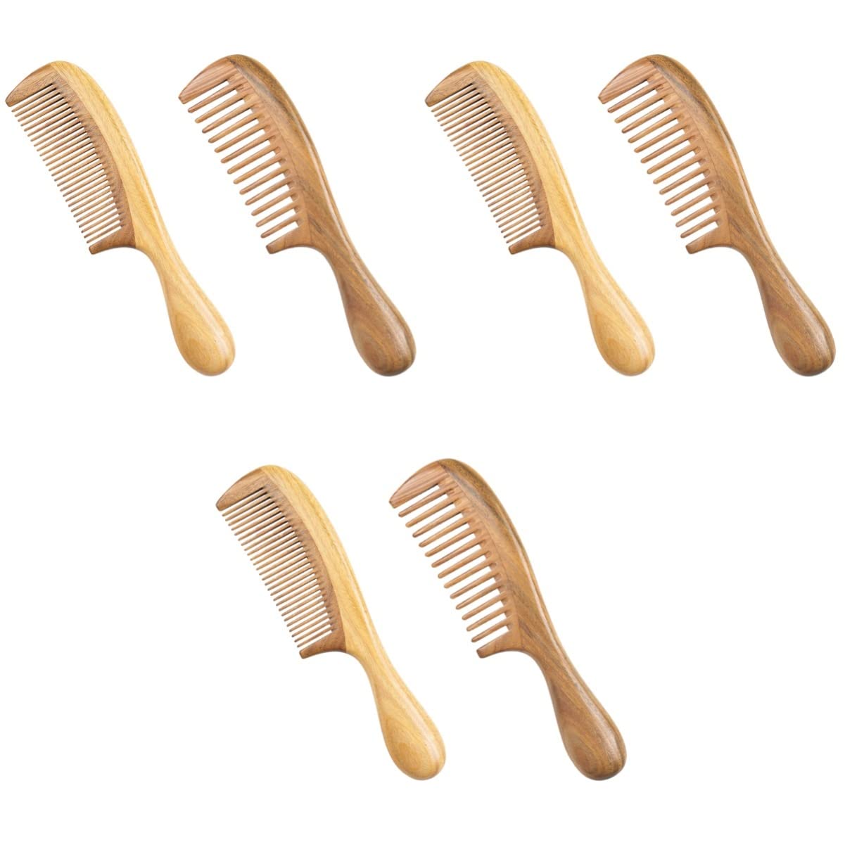 2pcs Scalp Sandelwood Men Portable Fine Combs Massage Hair for Comfort Style Wide Anti-Static and Women Wooden Wood Comb Smoothing Grip Ladies Teeth Kämme aus Holz (Color : Picture 1x3pcs, Size : 18
