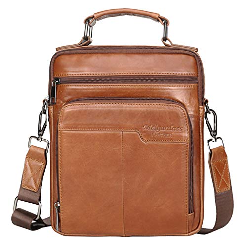 Xieben Business Leder Crossbody Reisetasche Schultertasche Messenger Bag für Herren Travel Outdoor Handtasche Aktentasche Brieftasche Handytasche Geldbörse Casual Daypack Braun