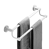 BRJOY Doppelhandtuchschienelwand montiert weiße Handtuchstange, rostfreier Stahlrunde Handtuchstange für Badezimmer oder Küche, Badezimmer Handtuchhalter (Size : 70cm)