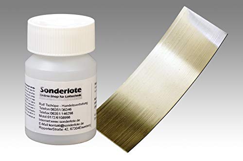 Silberlot Silberhartlot Lotfolie Lötfolie Abm. 0,2 x 20 x 200 mm Hartlot 55% Silber, AT 650 °C und 100 g Flussmittelpaste