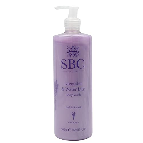 SBC Skincare - Duschgel mit Lavendel und Seerose - 500 ml - Beruhigt die Haut - Entspannende und Erholsame Wirkung - Shower Gel - Lavander & Water Lily Body Wash