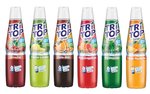 TRi TOP Getränkesirup 6 x 600ml | Sirup für Wassersprudler | 1 Flasche ergibt ca. 5 Liter Erfrischungsgetränk