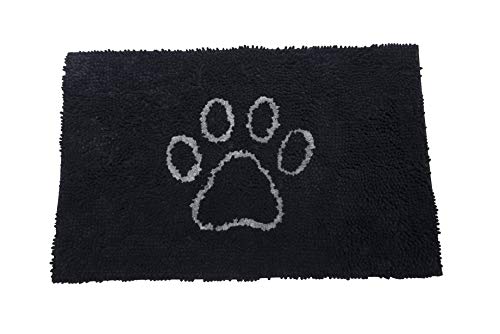 Dog Gone Smart Dirty Dog Fußmatte, Mikrofaser, super saugfähig, maschinenwaschbar, mit Rutschfester Unterseite, klein, Schwarz