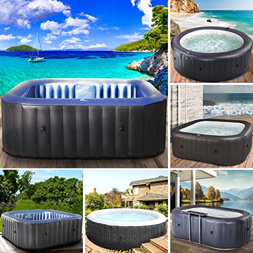 BRAST Whirlpool aufblasbar MSpa TEKAPO für 6 Personen 185x185cm In-Outdoor Pool 132 Massagedrüsen Aufblasfunktion per Tastendruck