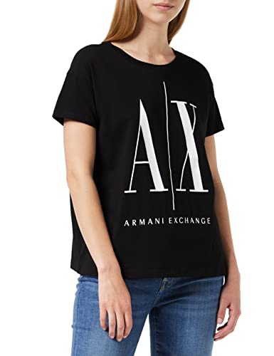 Armani Exchange Damen icontee Logo T-Shirt, Schwarz (Black 1200), Small (Herstellergröße:S)