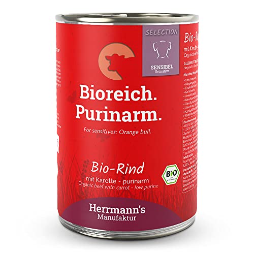 Herrmann's - Selection Sensibel Bio Rind mit Karotten - purinarm - 12 x 400g - Nassfutter - Hundefutter