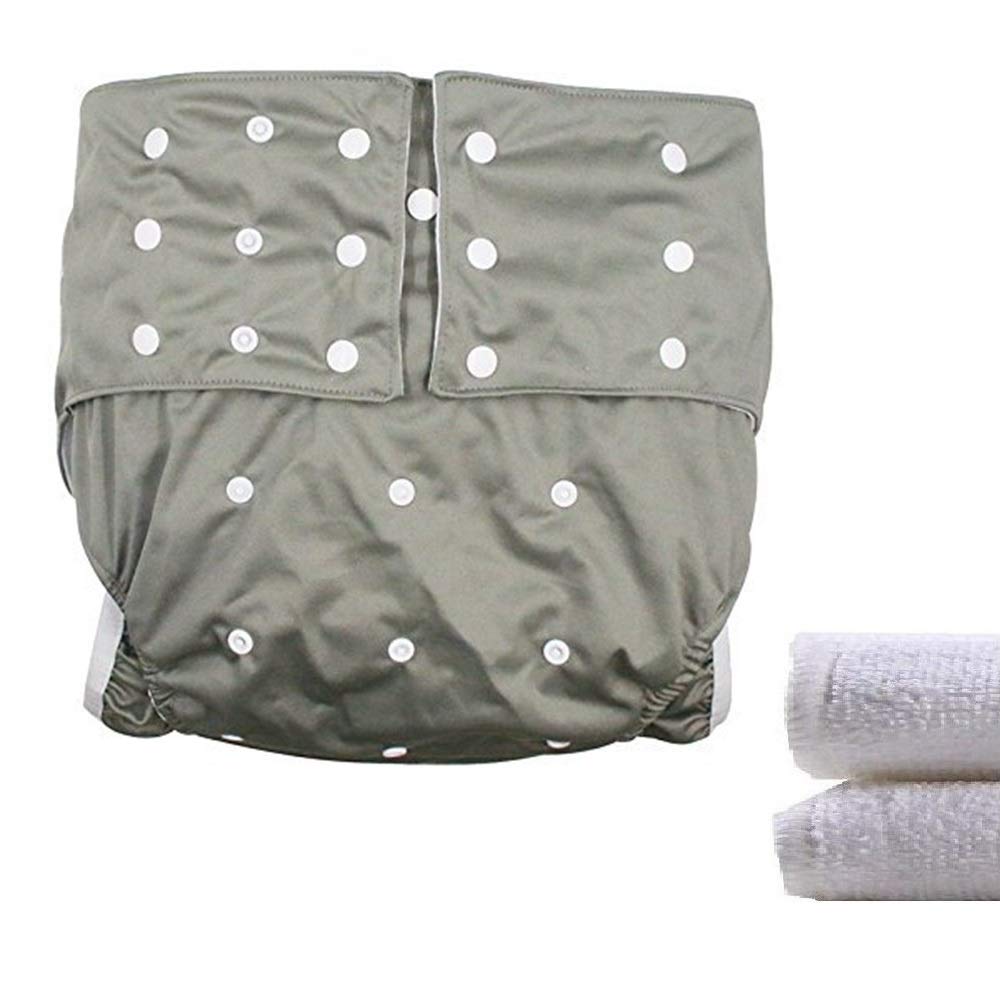 LukLoy Stoffwindel für Erwachsene, Damen, Inkontinenzversorgung mit zwei Einlagen, schützende Unterwäsche, waschbar und wiederverwendbar, auslaufsicher, Taillengröße ca. 65–135 cm