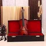 Yiwa Miniatur-Violinen-Modell mit Ständer und Etui Mini Ornamente für Musikinstrumente 25CM mit rechteckiger Box