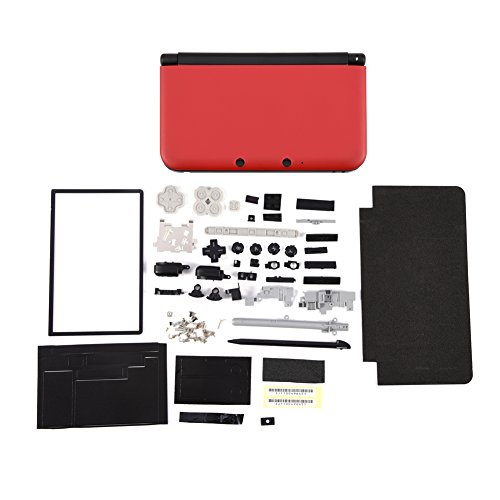 Tosuny Komplettsatz-Ersatzsatz für 3DS XL, Vollgehäuse-Gehäusedeckelschalenreparaturteile, Komplettsatz-Ersatzsatz, leicht zu tragen (1 * Knopfsatz(rot)