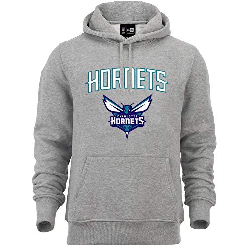 New Era Herren Charlotte Hornets Kapuzenpullover, Grau, XS