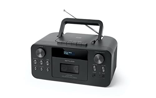 Muse Radio mit Bluetooth, CD-Player und Kassette, tragbar (DAB+, UKW, Kopfhörer-Eingang, AUX-In, LCD Display), schwarz, M-182DB
