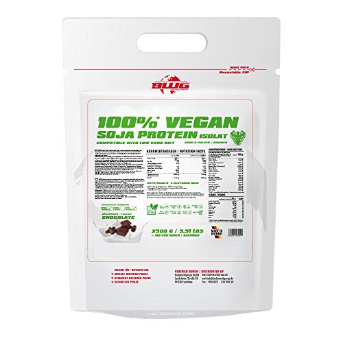 BWG 100% Soja Isolat Protein, Proteinshake (vegetarisch), Muscle Line, Chocolate, 1er Pack (1 x 2500 g Beutel)