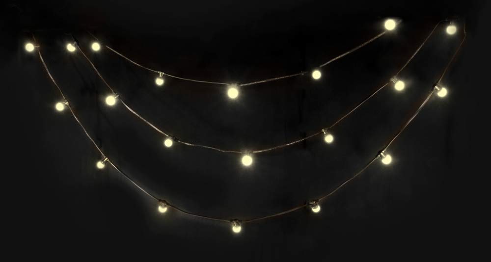 IBIZA LEDSTRING-WH LICHTERKETTE MIT 20 WARMWEISSEN LED LAMPEN IP44-10m Kette String Disco Party Keller Effektstrahler Scheinwerfer Lampen Glühbirnen