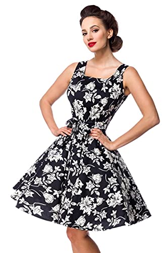 Belsira Swing-Blumenkleid Frauen Mittellanges Kleid schwarz 4XL