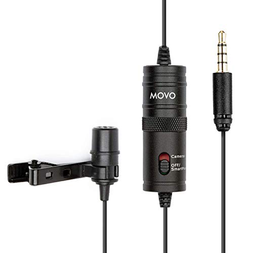 Movo LV1 Lavalier-Ansteckmikrofon für Kameras, Camcorder und Smartphones, kompatibel mit iPhone und Android, perfektes Lav-Mikrofon zum Filmen von Podcast, Vlogging und YouTube-Videos