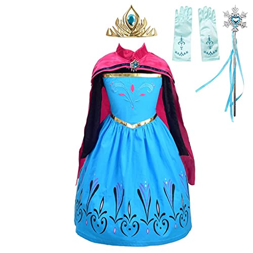 Lito Angels Prinzessin Elsa Krönung Kostüm Kleid für Kleinkind Mädchen, Schneekönigin Krönungskleid mit Umhang und Zubehör, Weihnachten Halloween Karneval Party Verkleidung, Größe 2-3 Jahre 98