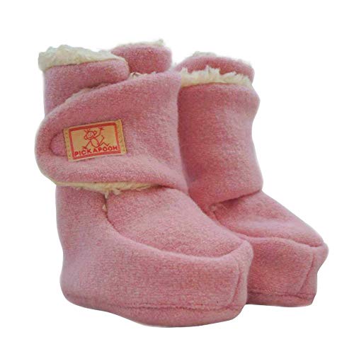 PICKAPOOH Baby Stiefelchen Trotter Bio-Wollwalk/Bio-Baumwolle, Light Pink, Gr. 2 (ca. 3-6 Monate)