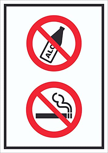 Schild Alkohol Rauchen verboten Symbol hochkant A3 Rückseite selbstklebend