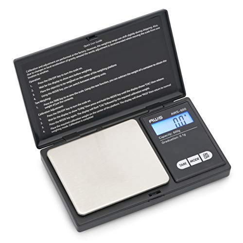 American Weigh Waage aws-600-blk Digitale Personenwaage Nutrition, Pocket Größe, schwarz