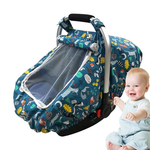 Baby-Autositz-Überdachung - Winddichtes Autositzdach | Warmes und weiches Autositzdach mit atmungsaktivem Netzfenster als Geschenk für Neugeborene Puchen