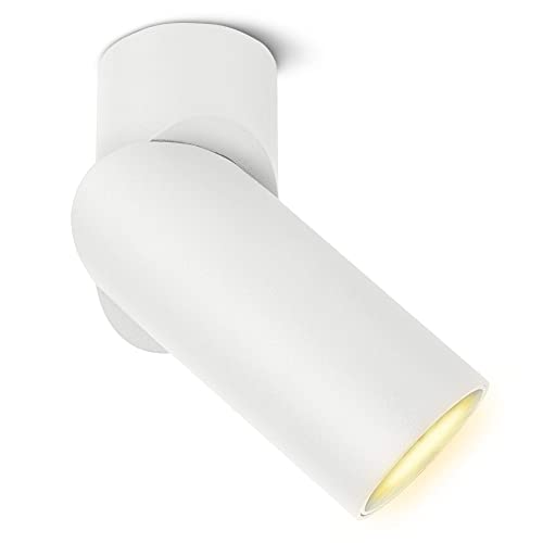 SSC-LUXon TOBI-L Aufputz Strahler 2-in-1 für Wand & Decke mit LED GU10 6W warmweiß - Spotlight Lampe weiß schwenkbar drehbar