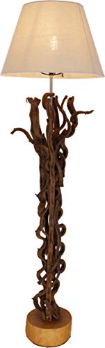 Guru-Shop Stehlampe/Stehleuchte, in Bali Handgefertigt aus Naturmaterial, Holz, Baumwolle - Modell Jade 120, Treibholz, 120x35x35 cm, Stehleuchten aus Naturmaterialien