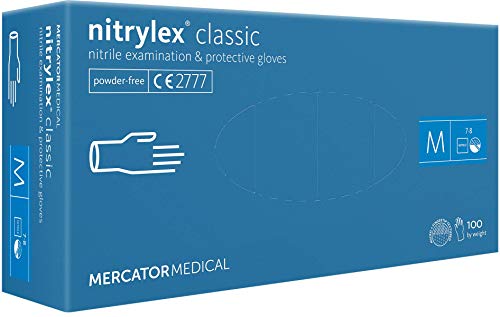 Nitrilhandschuhe, puderfreie Einweghandschuhe NITRYLEX CLASSIC, Größe: M - 1000 Stück, texturierte Fingerspitzen, latexfreie Einmalhandschuhe, Nitril-handschuhe, blau