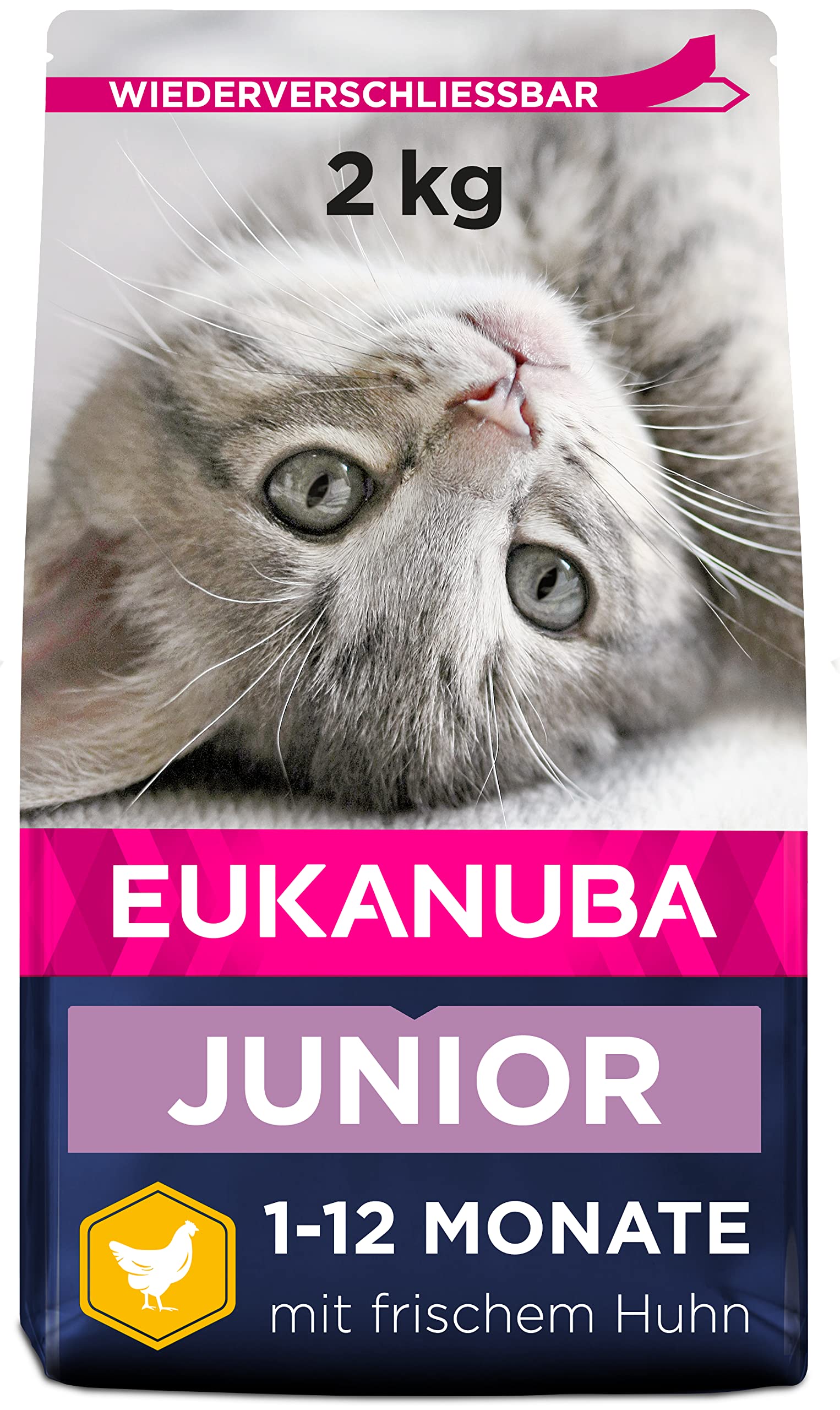 Eukanuba Junior Katzenfutter trocken - Premium Trockenfutter für Kitten von 1-12 Monate, fördert gesundes Wachstum, hoher Fleischanteil, 2 kg