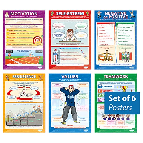 Daydream Education Motivations-Poster „6er-Set, Hochglanzpapier, 850 x 594 mm (A1), Sozialkunde-Poster für das Klassenzimmer, in englischer Sprache
