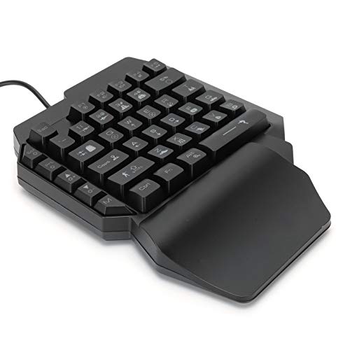 VBESTLIFE Einhandtastatur, USB-Tastatur, für Gamer, 7-Farben-Hintergrundbeleuchtung, Computerzubehör, Spieletastatur(SCHWARZ)