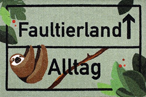 Close Up | Faultierland Fußmatte | lustige Faultier Schmutzfangmatte | Fußabtreter innen & aussen | 60 x 40 cm