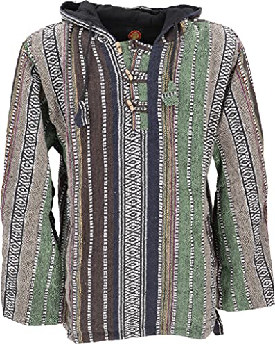 Goa Kapuzenshirt, Baja Hoody / Hoodies und Goa Jacken, alternative Bekleidung von Guru-Shop, Grün, Gr. XL