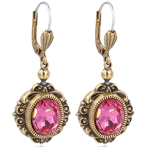 Vintage Ohrringe mit Kristallen von Swarovski® Gold Rosa NOBEL SCHMUCK
