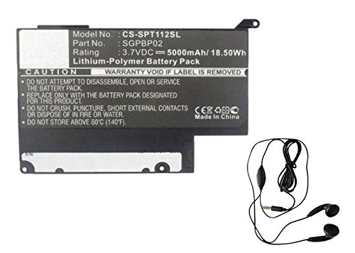 amsahr SGPT111CN-03 Ersatz Batterie für Sony SGPT112CN, Tablet S1, S2 - Includes Stereo Earphone schwarz