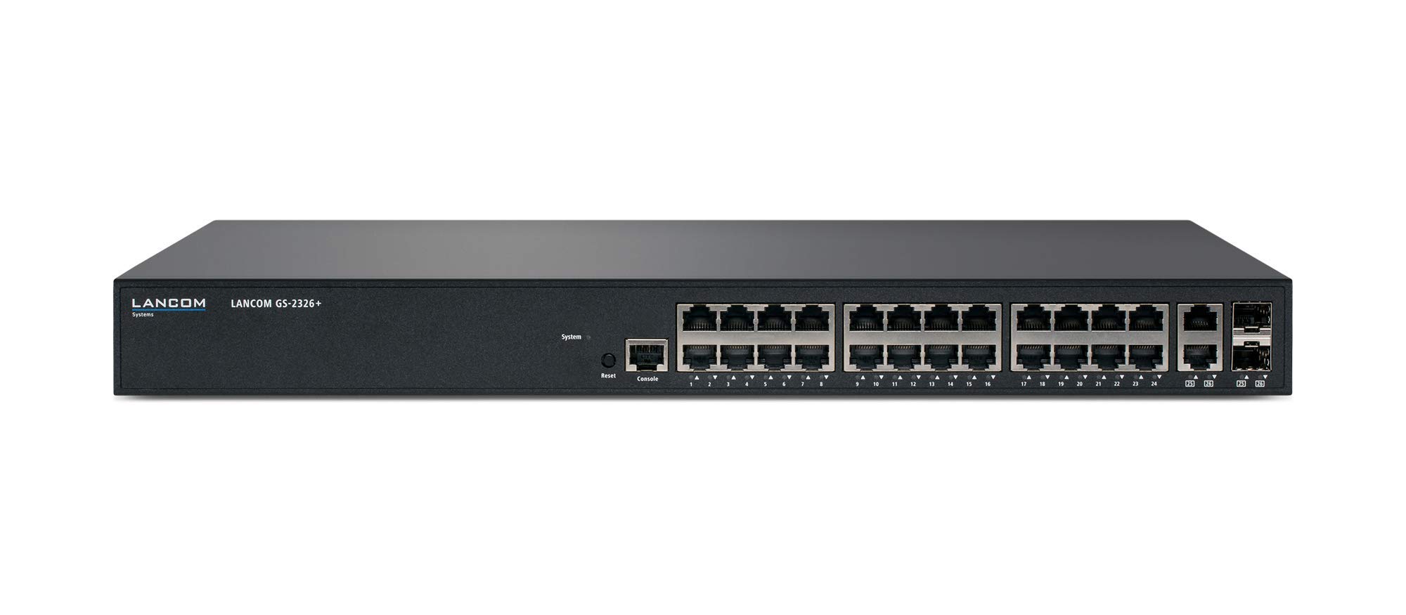 LANCOM GS-2326+, Managed Layer-2-Switch mit 26 Ports, 24 Gigabit Ethernet Ports, 2 Combo-Ports Ethernet/SFP (10/100/1G), 52 GBit/s Durchsatz