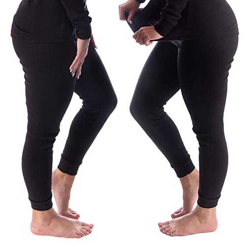 Damen Thermo Unterhosen Set | 2 Lange Unterhosen | Funktionsunterhosen | Thermounterhosen 2er Pack - Schwarz - L