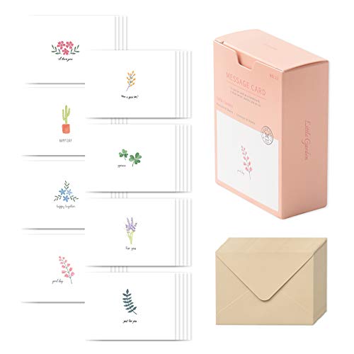 Monolike Message Little Garden Karte – Mix 40 Mini-Einzelkarten, 20 Umschläge