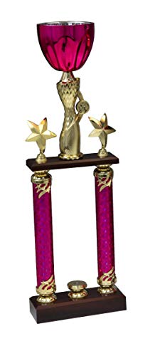 eberin · Säulenpokal Serie Montana, Gold-pink, mit Wunschtext, Größe 60,5 cm