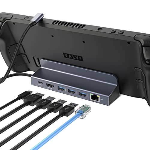 Qhou USB C Hub Dual Display, 6 in 1 USB C zu 4k HDMI Adapter (HDMI, USB3.0, RJ45 Ethernet, PD 100W) Kompatibel mit Windows 10,8,7,XP/Mac OS/Linux/Vista